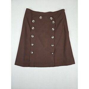 Vintage Anthropologie Elevenses Skirt A Line Brown Lined Buttons Size 6 BOHO Y2K